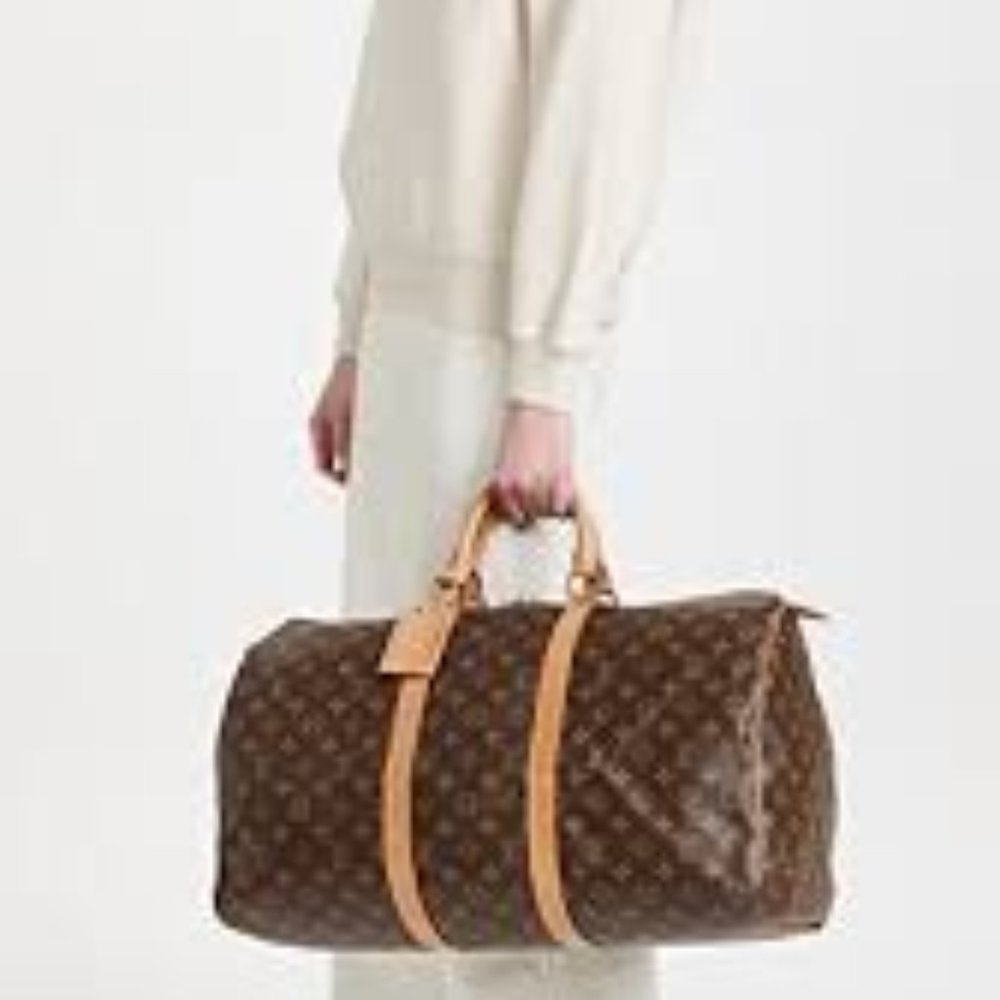 SALE! Vintage Louis Vuitton Keepall 55 Monogram Satchel Shoulder Bag Leather - Picture 11 of 15